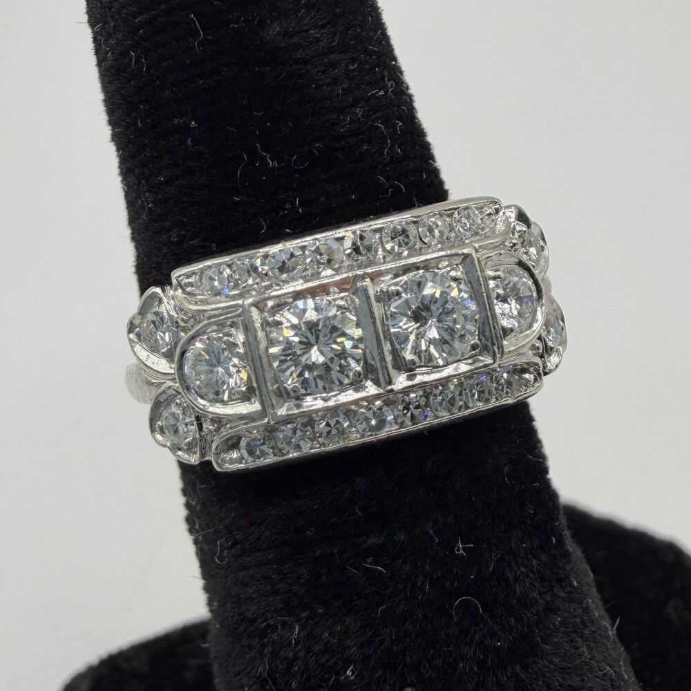 Vintage Platinum 90 Diamond Ring 1.00CTW H/I SI1/VS Size 6.25 Art Deco Style